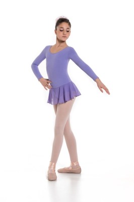 Girls long sleeved leotard with skirt