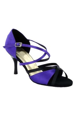 Go Dance Brown Satin Latin Shoes with Strass 177301