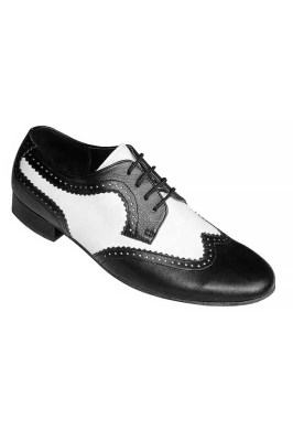 Go Dance Mens' Ballroom Black & White Leather Shoes 250901