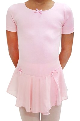 Go Dance Girls' Short Sleeved Leotard with Skirt